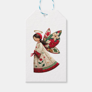 Etiqueta Para Presente Anjo de Natal com Flores de Festa
