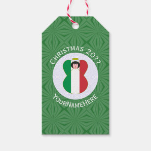 Etiqueta Para Presente Anjo de Natal da Bandeira Italiana Personalizado