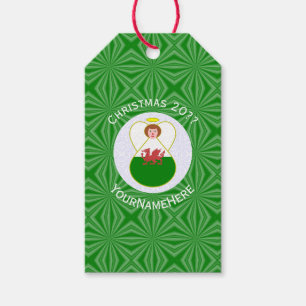 Etiqueta Para Presente Anjo de Natal Personalizado Bandeira do País de Ga