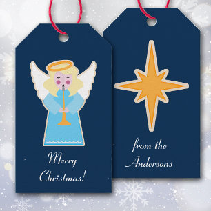 Etiqueta Para Presente Anjo de Natal Silencioso