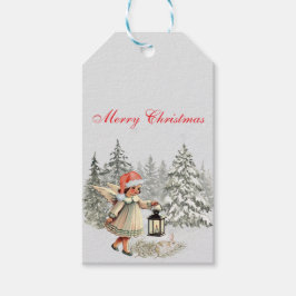 Etiqueta Para Presente Anjo e Coelho de Natal Vintage