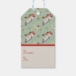 Etiqueta Para Presente Anjos de Natal Vintage