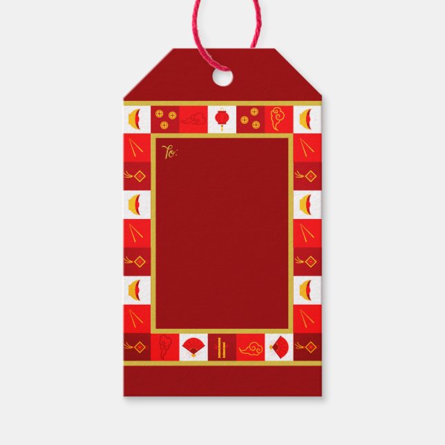Etiqueta Para Presente Ano Novo Chinês de Boas Festas (Frente)