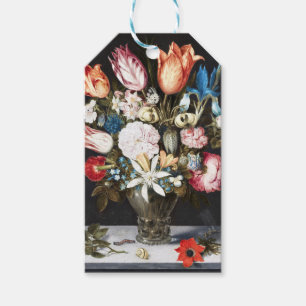 Etiqueta Para Presente Antigo Bosschaert Tulipas e Rosas Holandeses Arte