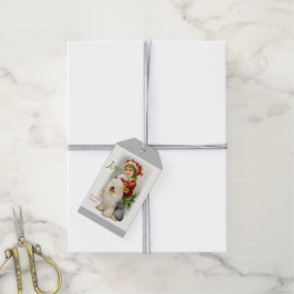 Etiqueta Para Presente Antigos Natais vintages Sheepdog Ingleses