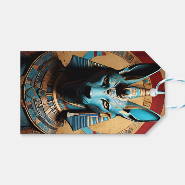 Etiqueta Para Presente Anubis Egípcio Deus Jackal ou Man (Frente (horizontal))