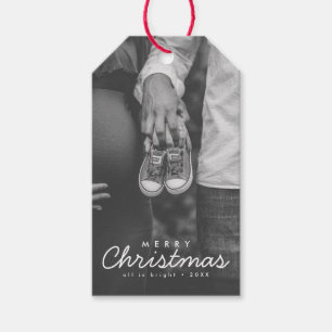 Etiqueta Para Presente Anúncio de Gravidez com Foto no Natal