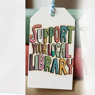 Etiqueta Para Presente Apoie Sua Biblioteca Local Leitores Lendo Livros