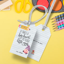 Etiqueta Para Presente Apreciação do Professor Gnomo com Coração