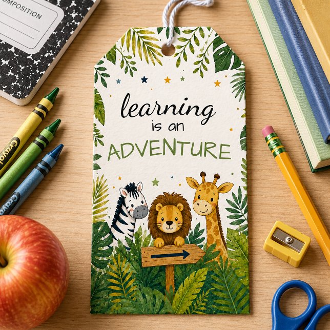 Etiqueta Para Presente Aprender é uma Escola de Aventura (Learning is an Adventure editable favor tag)
