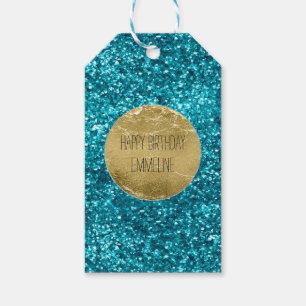 Etiqueta Para Presente Aqua Dourada Glitzy Glitter (Sereia inspirada)    