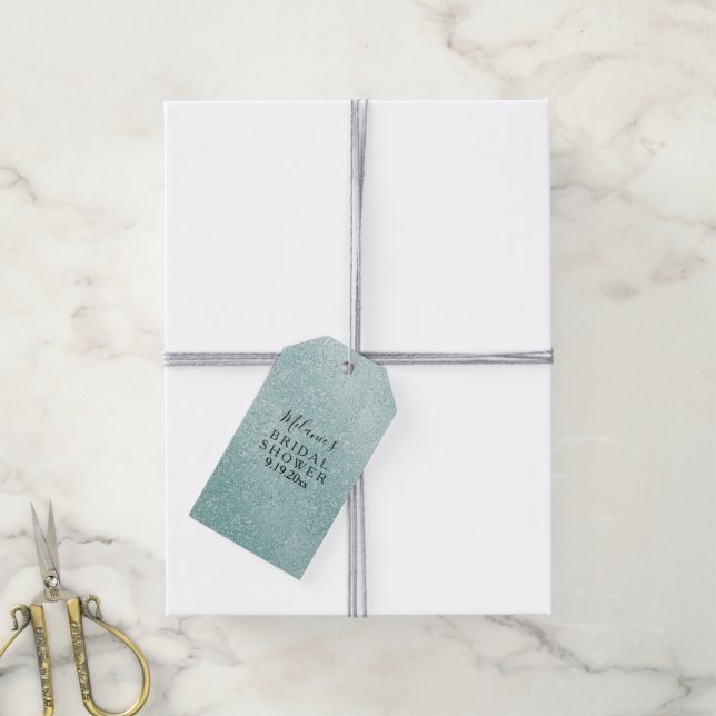 Etiqueta Para Presente Aqua Glitz Ombre Chá de panela (Com cordão)