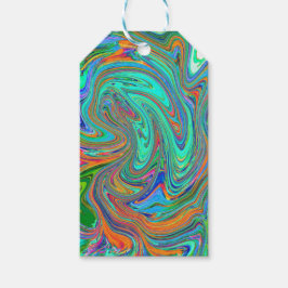 Etiqueta Para Presente Aqua, Orange e Green Groovy Abstrato Retro Art
