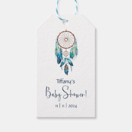 Etiqueta Para Presente Aquamarine Watercolor Dreamcatcher Chá de fraldas
