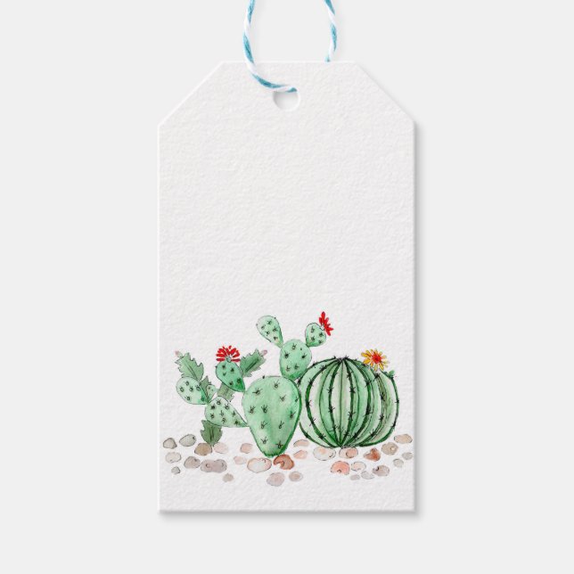 Etiqueta Para Presente aquarela, cacto (Frente)