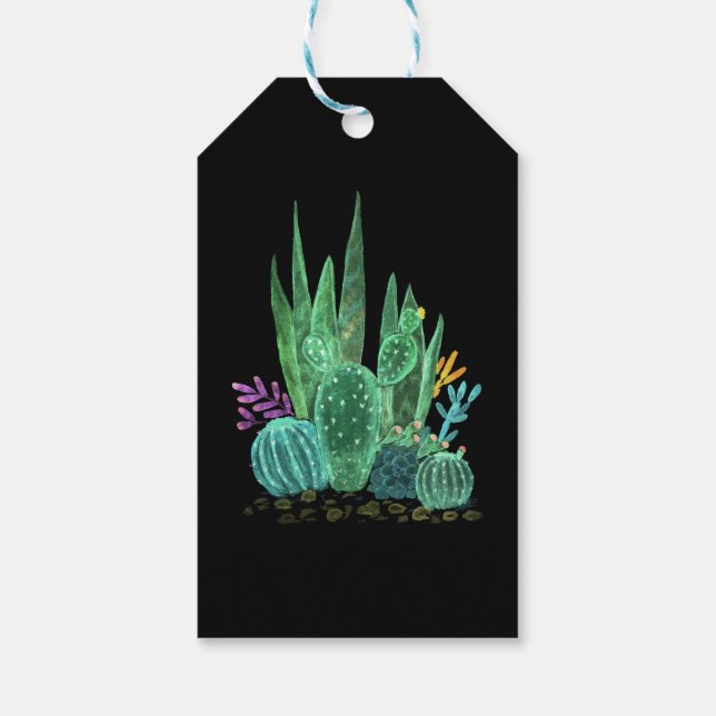 Etiqueta Para Presente Aquarela, cacto (Verso)