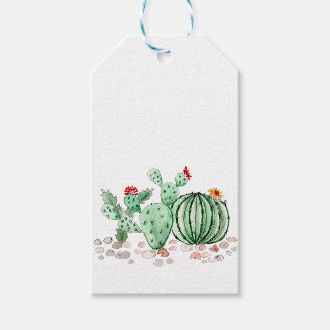 Etiqueta Para Presente aquarela, cacto (Frente)