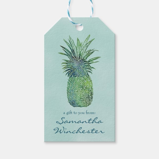 Etiqueta Para Presente Aquarela de ananás (Frente)