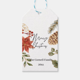 Etiqueta Para Presente Aquarela de Flor de Natal