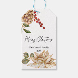 Etiqueta Para Presente Aquarela de Flor de Natal