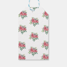 Etiqueta Para Presente Aquarela de Natal com Poinsettia e Azevinho