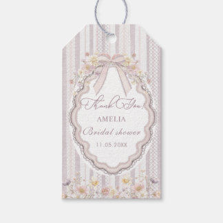 Etiqueta Para Presente Aquarela Elegante Flor silvestre pastel laço de re