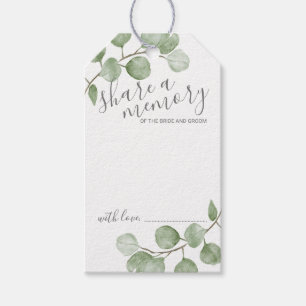 Etiqueta Para Presente Aquarela Eucalipto Casamento 'Compartilhe uma Memó