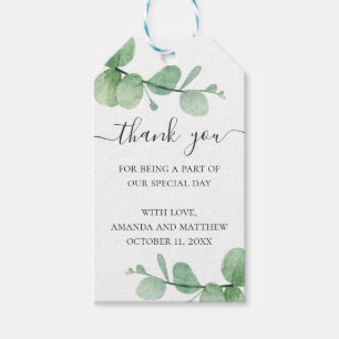 Etiqueta Para Presente Aquarela eucalipto. Obrigado de casamento elegante