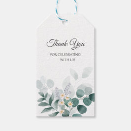 Etiqueta Para Presente Aquarela eucalipto verde obrigado de casamento