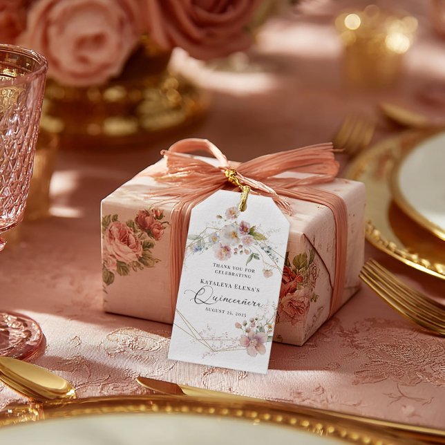 Etiqueta Para Presente Aquarela Floral Quinceanera (Criador carregado)