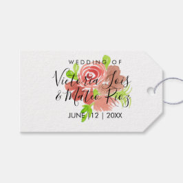 Etiqueta Para Presente Aquarela Floral Rosa Bege Bege Rosa Folha Casament