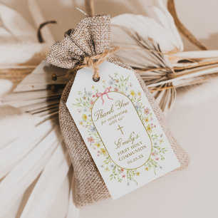 Etiqueta Para Presente Aquarela Flores Silvestres Cruz Dourada Primeira C