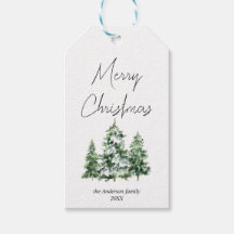 Aquarela Inverno Pinheiros de Neve Feliz Natal