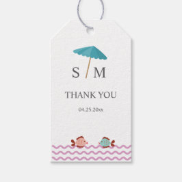 Etiqueta Para Presente Aquarela Moderna Praia de Verão