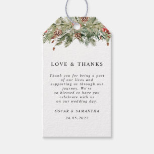 Etiqueta Para Presente Aquarela Palha Verde de Inverno e Pine Cone