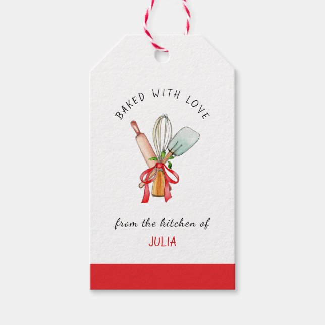 Etiqueta Para Presente Aquarela Paneleiras de Whisk Bandeiras de Feriado  (Frente)