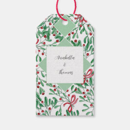 Etiqueta Para Presente Aquarela Pintada à Mão de Visco Rústico de Natal