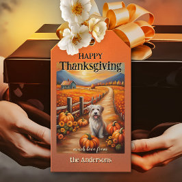 Etiqueta Para Presente Aquarela Pumpkin Autumn Landscape Graças