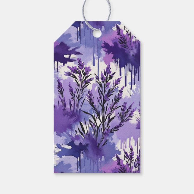 Etiqueta Para Presente Aquarela Roxa com Flores (Frente)