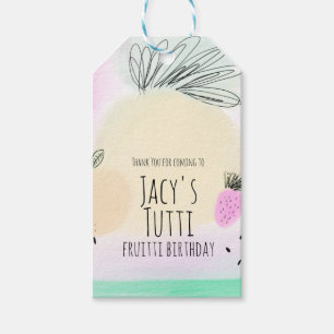 Etiqueta Para Presente Aquarela Todos os Frutas de Aniversário Desenhados