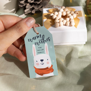 Etiqueta Para Presente Aqueça o coelho personalizado do inverno dos