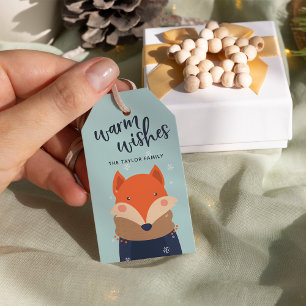 Etiqueta Para Presente Aqueça o Fox personalizado   do inverno dos