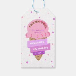 Etiqueta Para Presente Aqui Está a Colher Sorvete Doce Rosa Aniversário