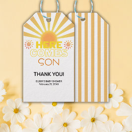 Etiqueta Para Presente Aqui Vêm As Bandas Amarelas O Chá de fraldas Do Fi