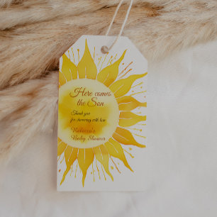 Etiqueta Para Presente Aqui vem o Chá de fraldas do Sol Amarelo Filho