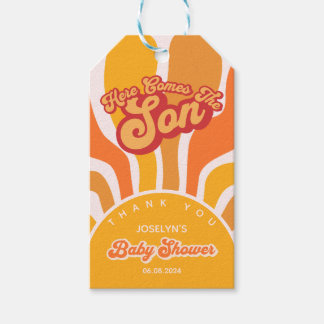 Etiqueta Para Presente Aqui Vem O Filho Retro Sunshine Baby Shower