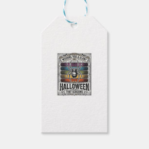 Etiqueta Para Presente Aranha de Halloween Assustadora Gravura Retro Aran