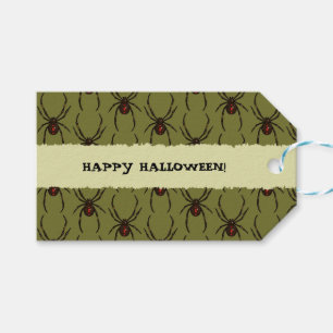 Etiqueta Para Presente Aranha Viúva Negra Feliz Halloween Padrão de Pixel
