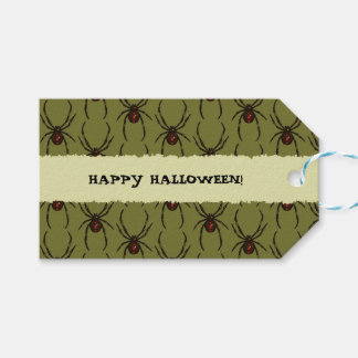 Etiqueta Para Presente Aranha Viúva Negra Feliz Halloween Padrão de Pixel