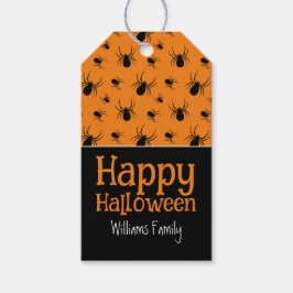 Etiqueta Para Presente Aranhas Feliz Dia das Bruxas Preto Laranja Persona